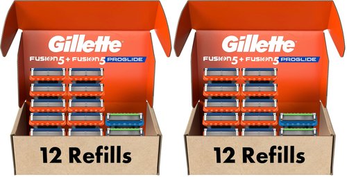 Gillette Fusion5 Men's Razor Blade Refills, 10 Count + Fusion5 ProGlide Razor Blade Refills-2 Count, (Pack of 2)