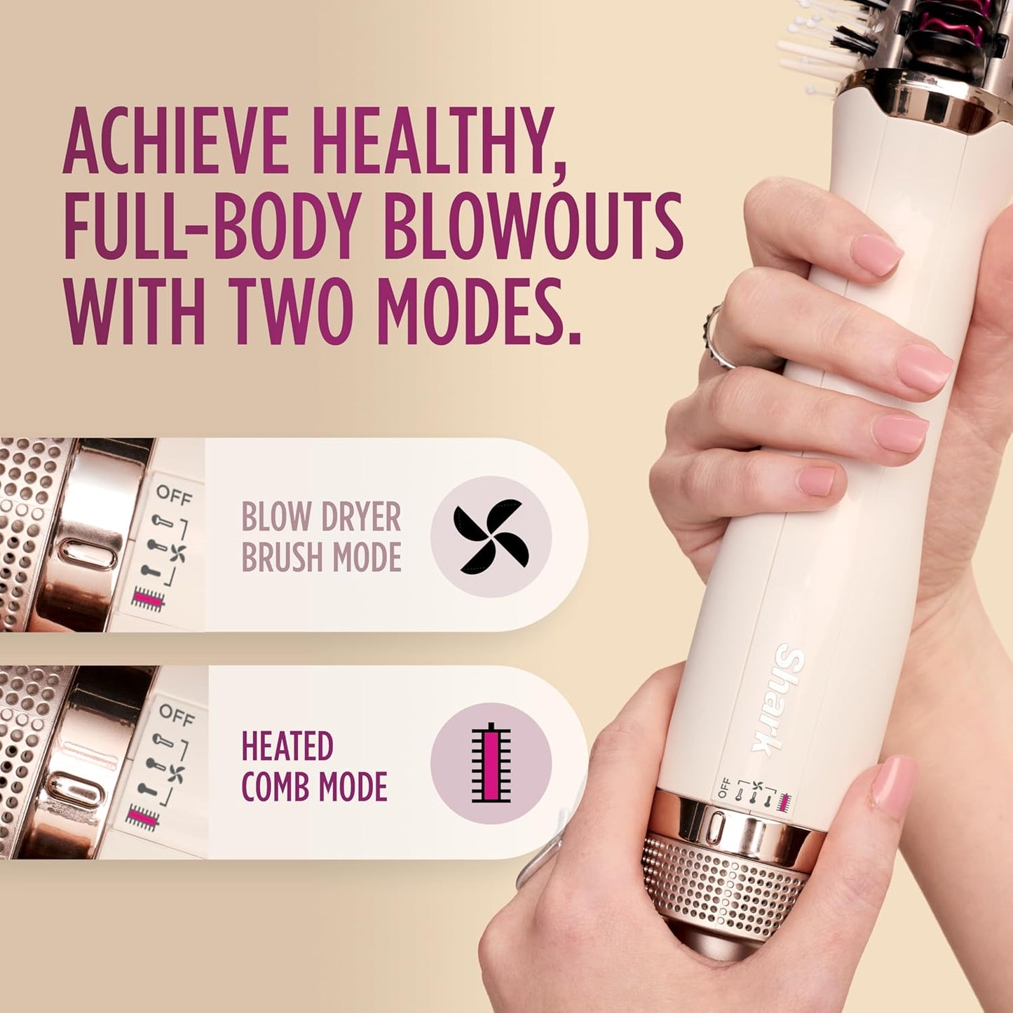 Shark HT202 SmoothStyle Heated Comb - Dual Mode Blow Dryer Brush for All Hair Types | Silk Finish