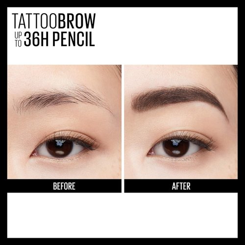 Maybelline TattooStudio Waterproof Eyebrow Pencil - Long-Lasting, Pigmented Formula in Soft Brown, 1 Count