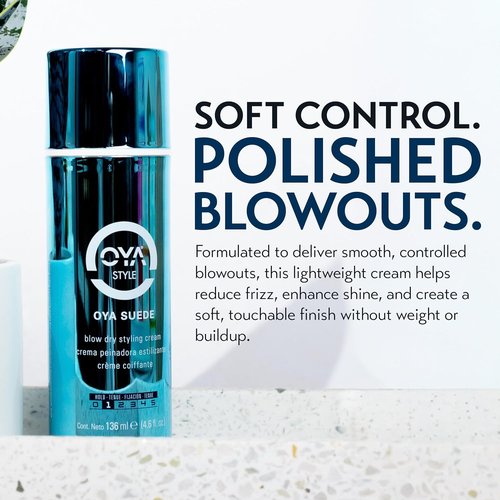 OYA Suede Blow Dry Hair Styling Cream - Lightweight Formula for Smooth, Polished Finish - 4.6 Fl Oz