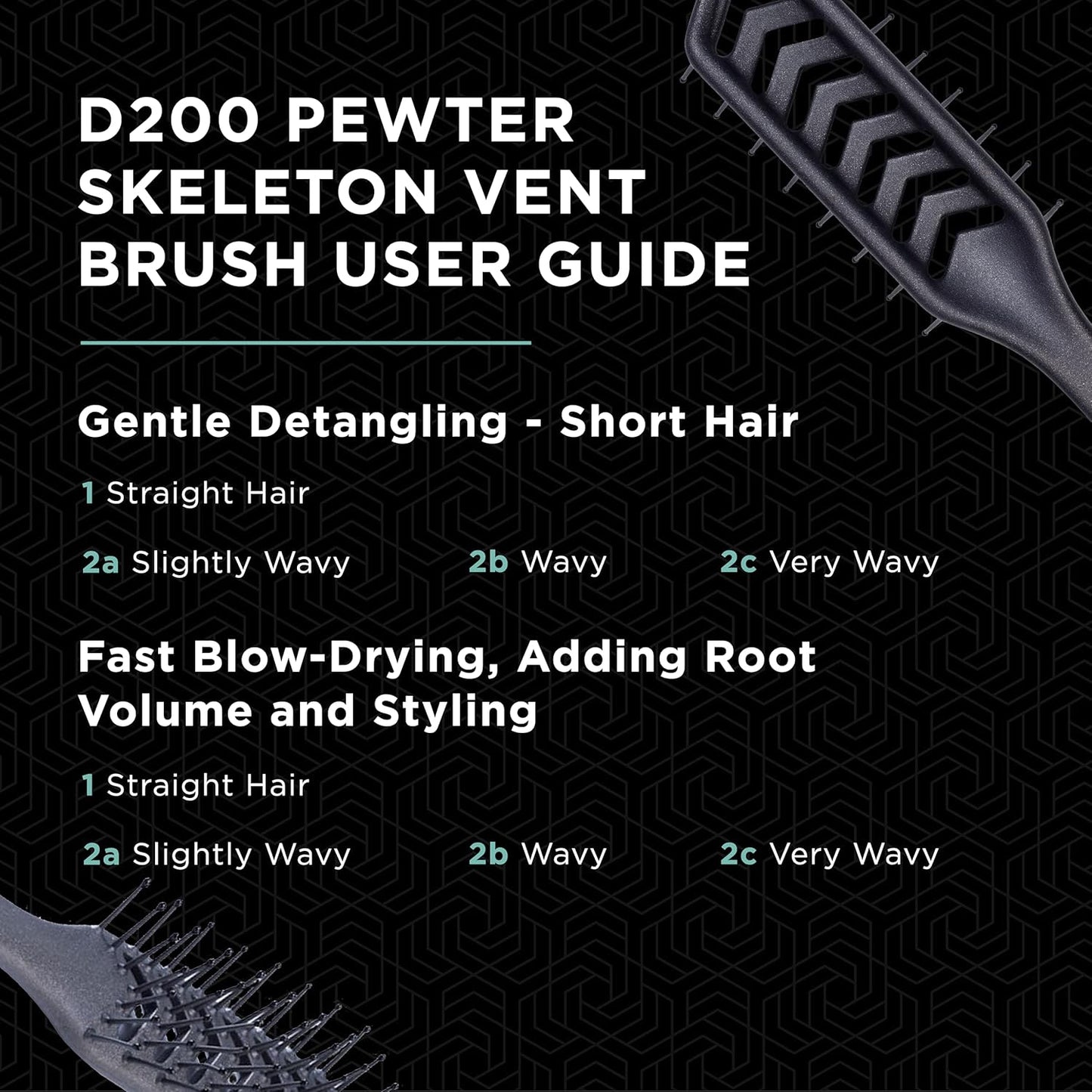 Denman D200 Flexible Vent Brush - Perfect for Blow Drying Curly & Straight Hair | Ideal for All Hair Types (Pewter)