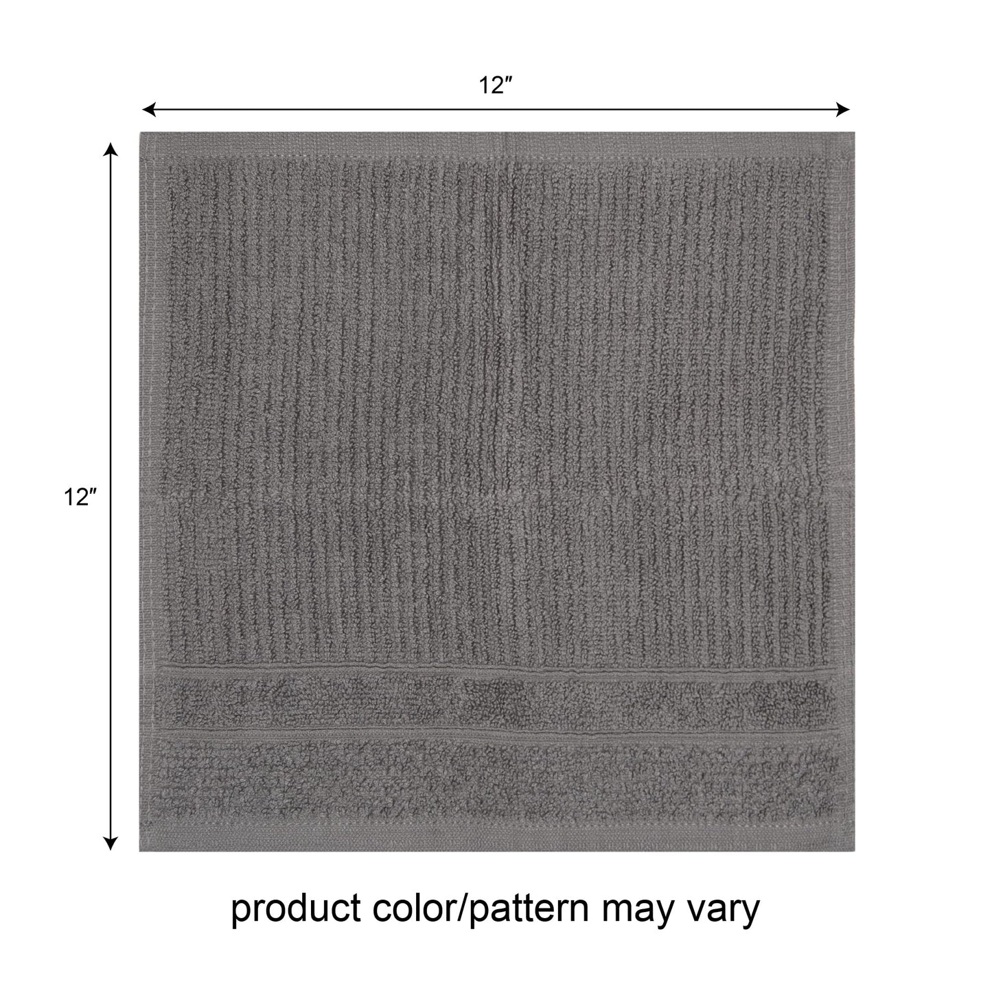 PH Pleasant Home Diagonal Wash Cloths Set - 12 Pack (12” x 12”) – 509 GSM - 100% Ring Spun Cotton Wash Cloth - Super Soft and Highly Absorbent Face Towels (Dark Grey)