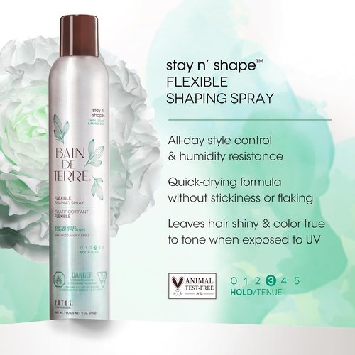 Bain de Terre Hairspray - Nourishing Argan & Monoi Oils Formula | 9 Fl Oz for Strong Hold