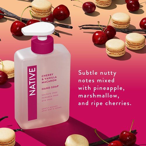 Native Liquid Hand Soap - Cherry & Vanilla Macaron Scent | Non-Drying Formula for Soft Hands, 13 oz