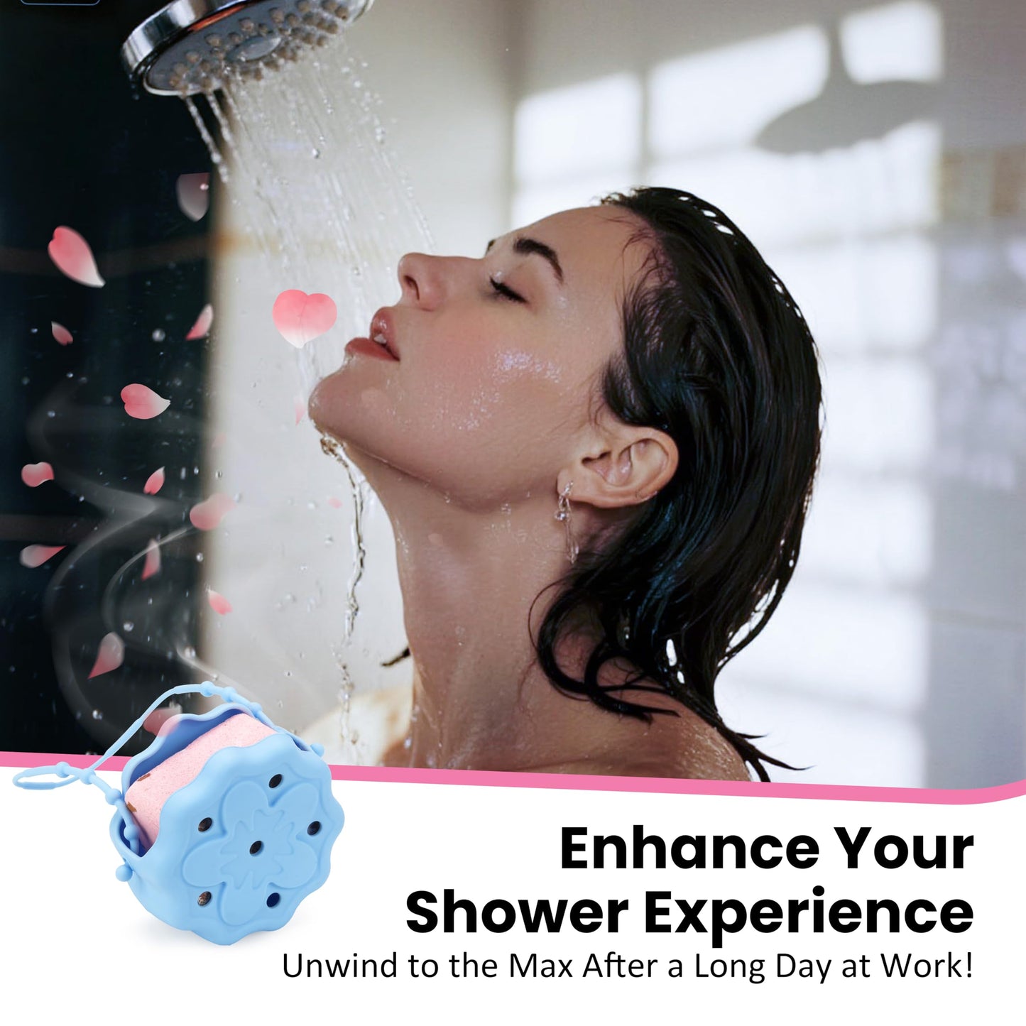 Silicone Shower Steamer Holder/Tray, Hangable&Durable Shower Steamer Hanger, Long Lasting Bath Bombs Holder, Aromatherapy Diffuser Containers, Bathroom Accessory for Decor, Blue