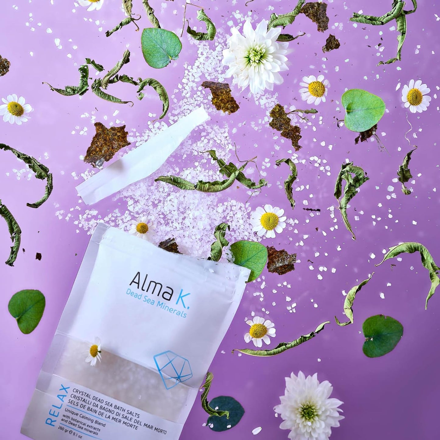Alma K Crystal Dead Sea Bath Salts - Exfoliate & Hydrate - White Tea & Neroli Scent - 9.1 oz
