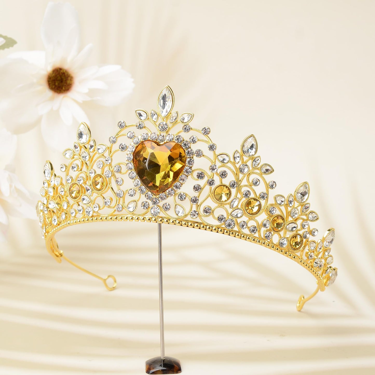 S SNUOY Tiaras and Crowns for Women Crystal Queen Crowns Rhinestone Princess Tiaras Hair Accessories for Bridal Birthday Prom Party - November Citrine