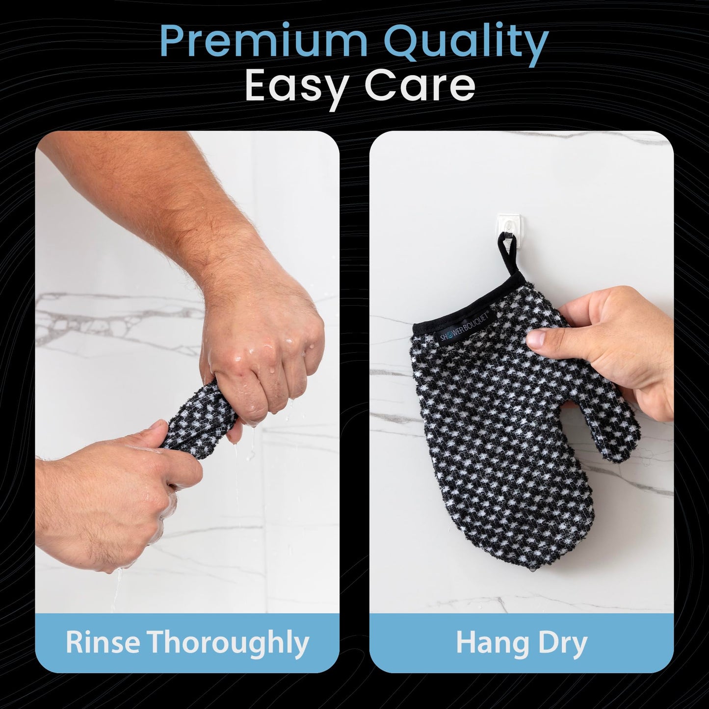 Japanese Exfoliating Mitt 2-Pack - Charcoal & Silver Ion Exfoliating Gloves for Shower - Soft Inner Fabric Gentle Exfoliation & Deep Cleansing Body Scrub Gloves for All Skin Types - 1 White, 1 Green