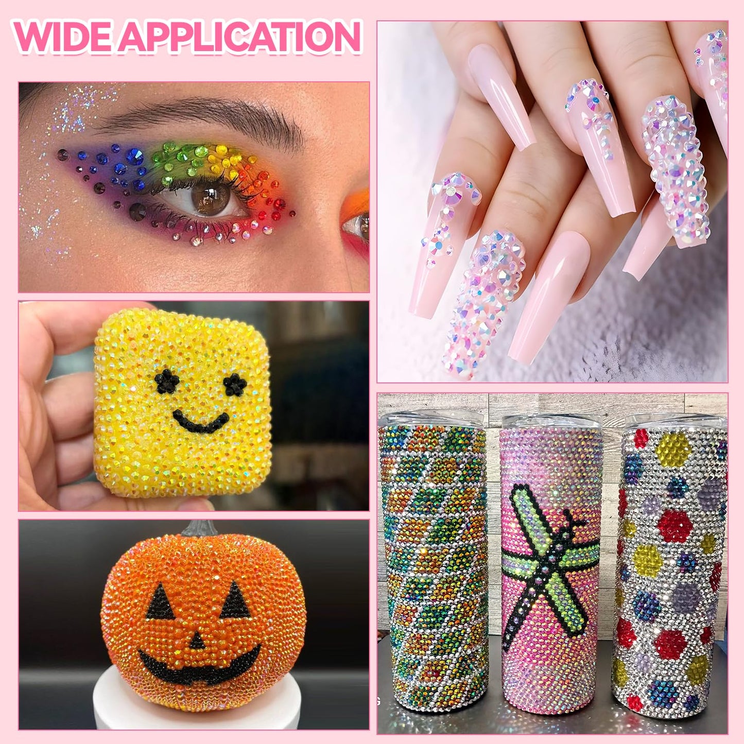 Resin Rhinestones for Bedazzling Kit, 34000Pcs Mixed-Color 3mm Bedazzled Crystal with 3Pcs 10ml B7000 Jewelry Glue, Flatback Gems for DIY Crafts Clothing Nail Art Makeup