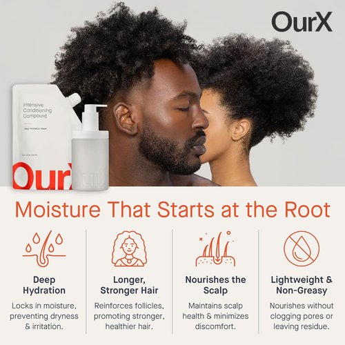OurX Hydration Hair Mask - Intensive Conditioning for Curly, Coily & Frizzy Hair (300ml) | Deep Moisture & Repair with Peptides + Squalane