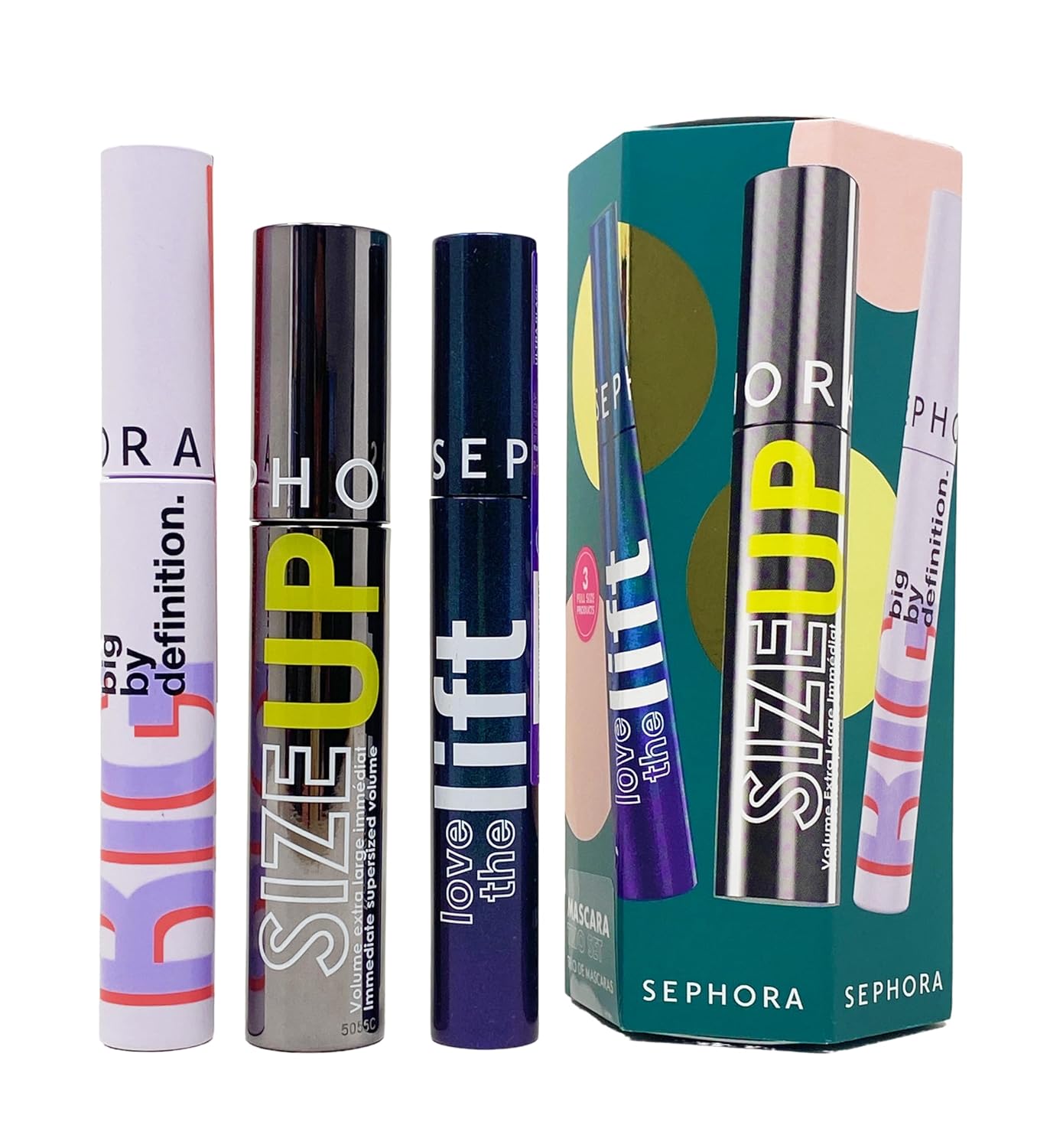 Sephora Collection Mascara Trio Set - Love The Lift, Size Up & Big By Definition | Perfect for Dramatic Lashes
