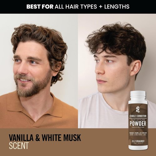 Billy Jealousy Hair Styling Powder - Medium Hold Volume & Texture Powder for Men | Matte Finish, Vegan, Black Pepper & Vanilla Scent