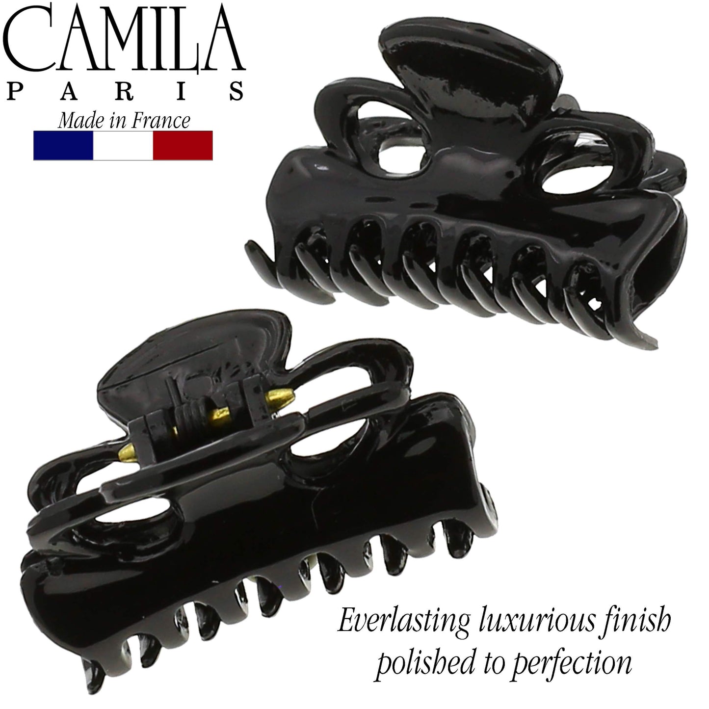 Camila Paris CP2671/2 French Hair Clip for Women, Set of 2 Small 1 inch Girls Hair Claw Clip Jaw Fashion Durable Styling Hair Accessories for Women, Ladies Strong Hold Grip Clamp, Made in France