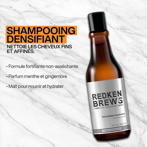 Redken Brews Thickening Shampoo - Strengthens Thinning Hair and Reduces Hair Loss | 10.1 oz