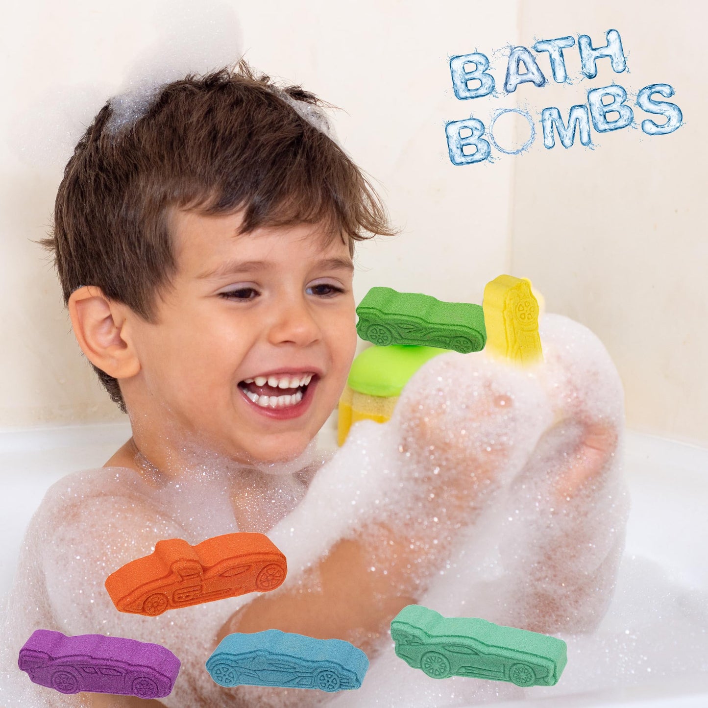 Hot Wheels 6 Piece Bath Bombs for Kids, Bubble Gum Scented, Bath Toys for Kids, Ages 3+, by Townley Girl