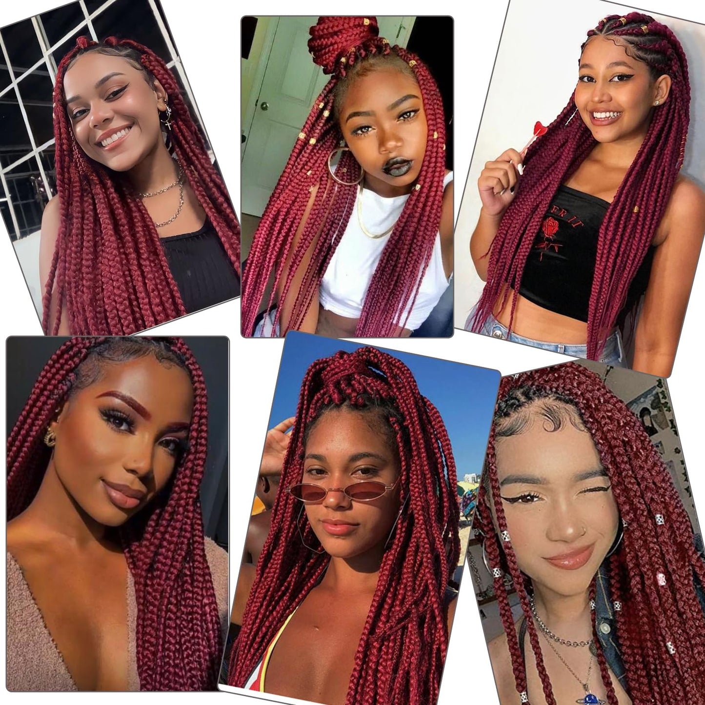 Burgundy Braiding Hair Pre Stretched 26 inch 3 packs Knotless EZ Braiding Hair Extensions Wine Red Synthetic Crochet Braid Hair Hot Water Setting Soft Yaki Texture (900#)