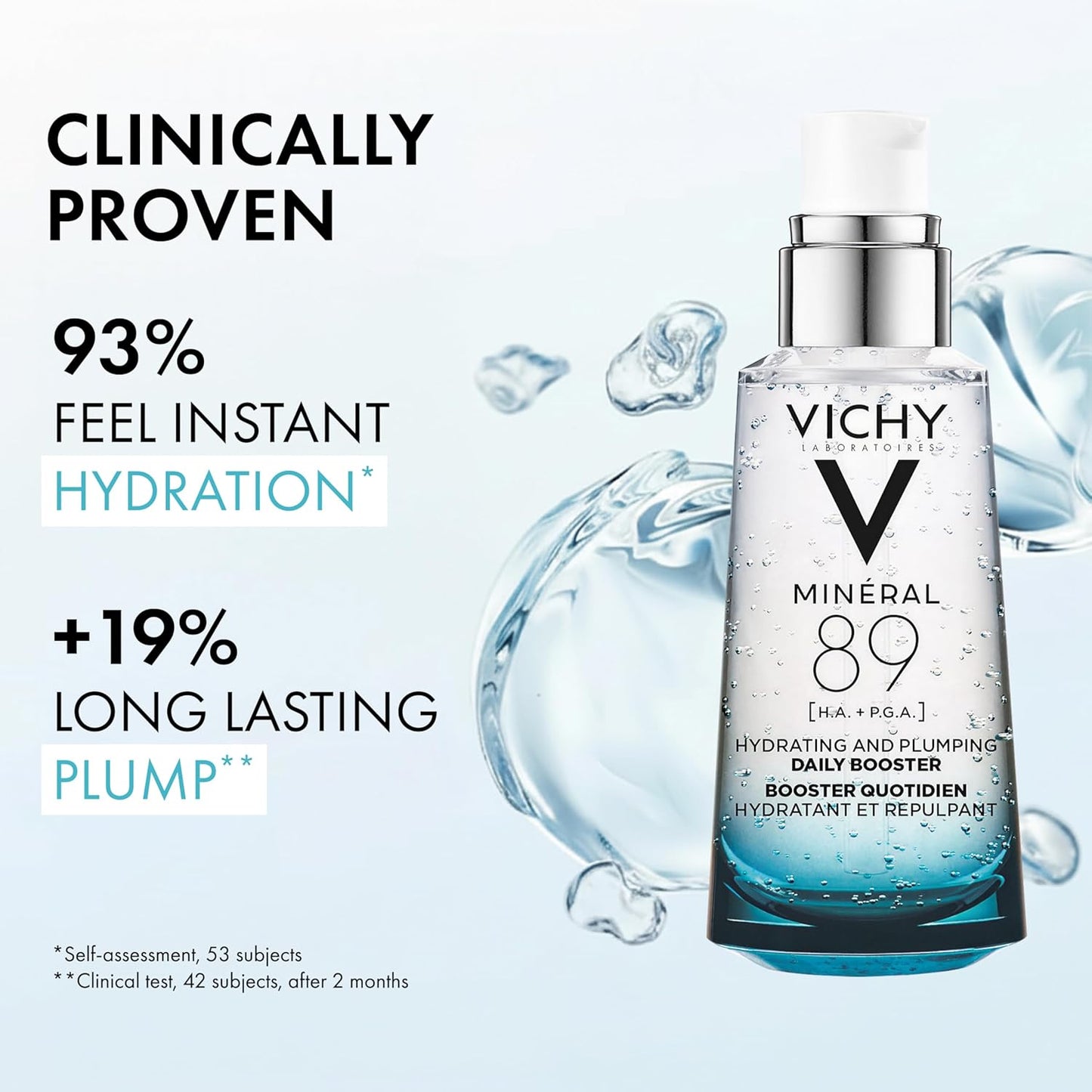 Vichy Mineral 89 Booster - Pure Hyaluronic Acid Serum for Hydration & Skin Barrier Repair | Lightweight & Oil-Free