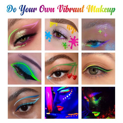 BOBISUKA UV Neon Liquid Eyeliner Set - 8 Matte Waterproof Colors for Vibrant Eye Makeup