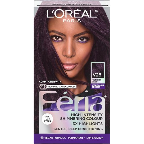 L'Oreal Paris Feria Hair Color - Multi-Faceted Shimmering Permanent Dye | V28 Midnight Violet