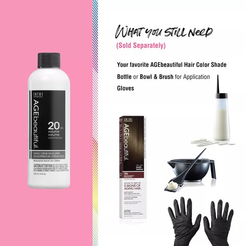 AGE beautiful 20 Volume Gentle Creme Hair Developer | For Permanent Hair Color Dyes, Toners, Lighteners | Professional Salon Coloring | Long Lasting Haircolor | 4 Fl Oz (Pack of 2)