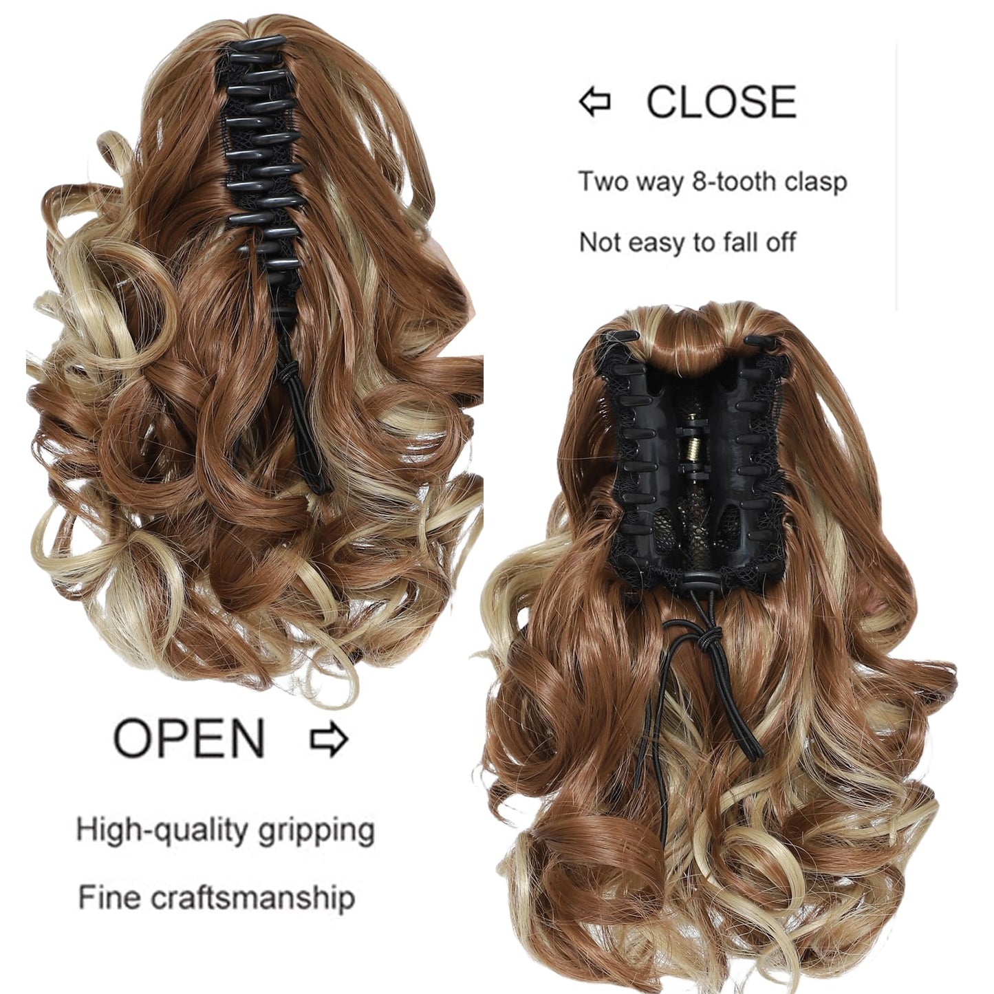 12" Short Curly Claw Ponytail Extensions Clip in Hair Extensions Hairpiece Messy Tousled Updo Hair Bun hair accessories for Women Girls (#12H24)