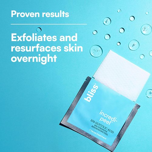 Bliss Incredi-Peel Glycolic Facial Pads - 15 Ct Exfoliating & Brightening - Targets Fine Lines & Discoloration - Vegan & Cruelty-Free