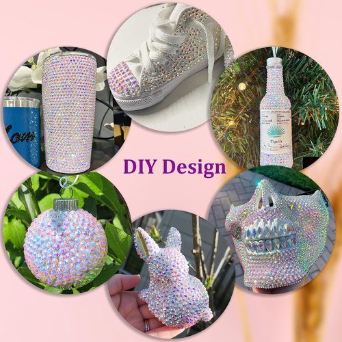 Resin Jelly Rhinestones for Crafting with B7000 Jewelry Glue, 1 Box Transparent AB Flatback Crystal with 3Pcs 10ml Glue, Bedazzling Non Hotfix Gems for DIY Tumblers Clothing Shoes Manicure