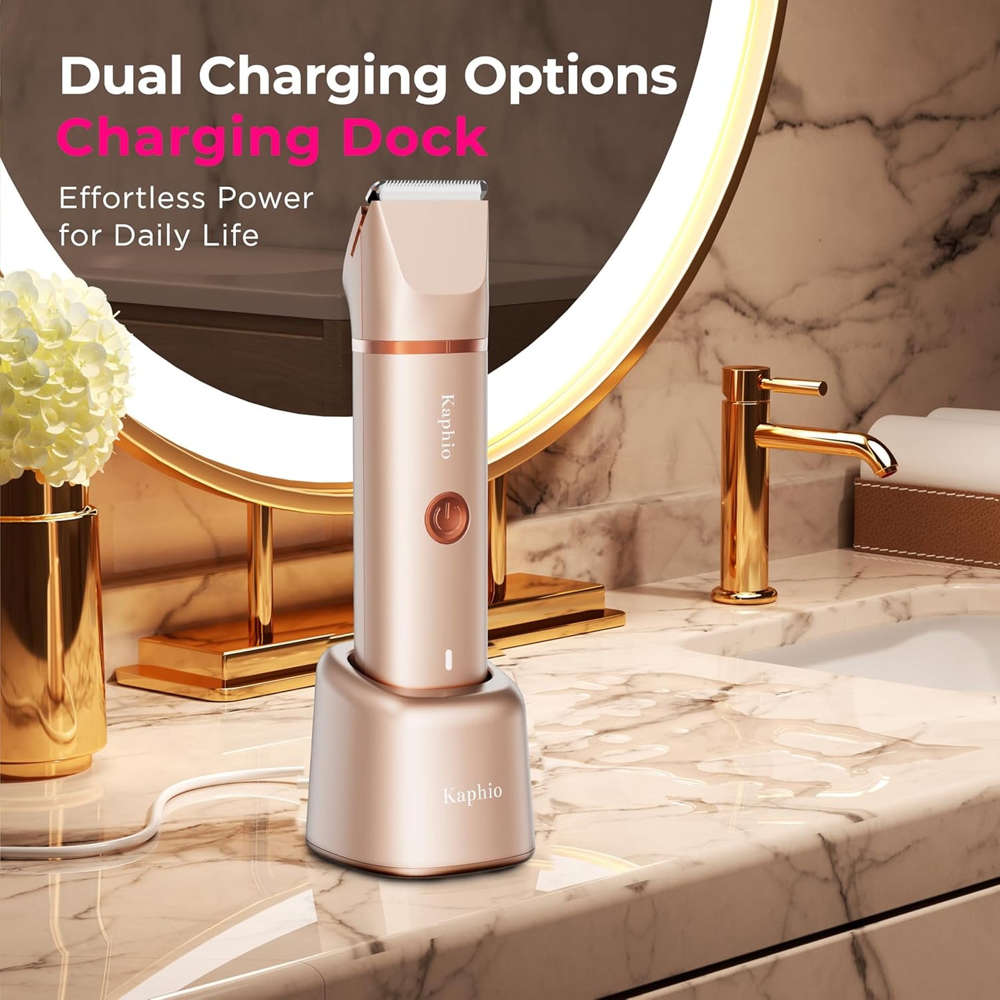 Skiennix Bikini Trimmer for Women - IPX7 Waterproof & Painless Electric Razor for Body Hair (Gold)