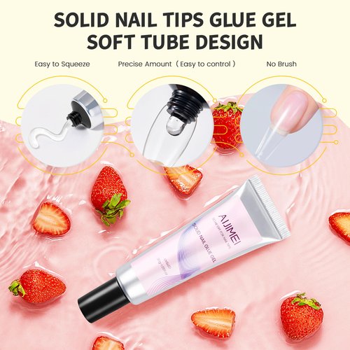 AIJIMEI 30g Solid Nail Glue Gel for Nail Tip Press On Nails Glue 1OZ for Acrylic Gel Nail Tips False Nails for Salon Use, Strong Adhesive Nail Art