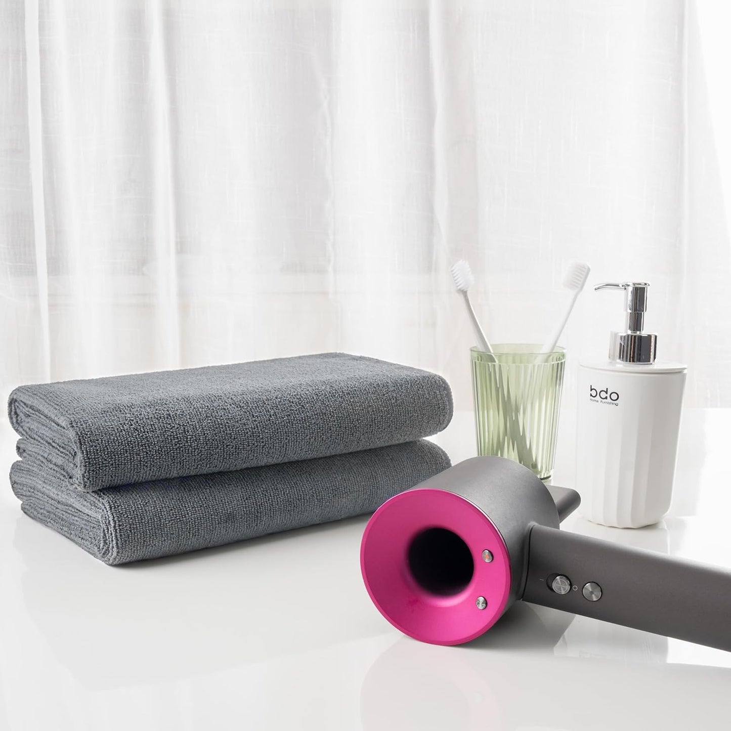 Skiennix Microfiber Hair Drying Towels - Quick Dry & Lint Free, 2 Pack in Gray