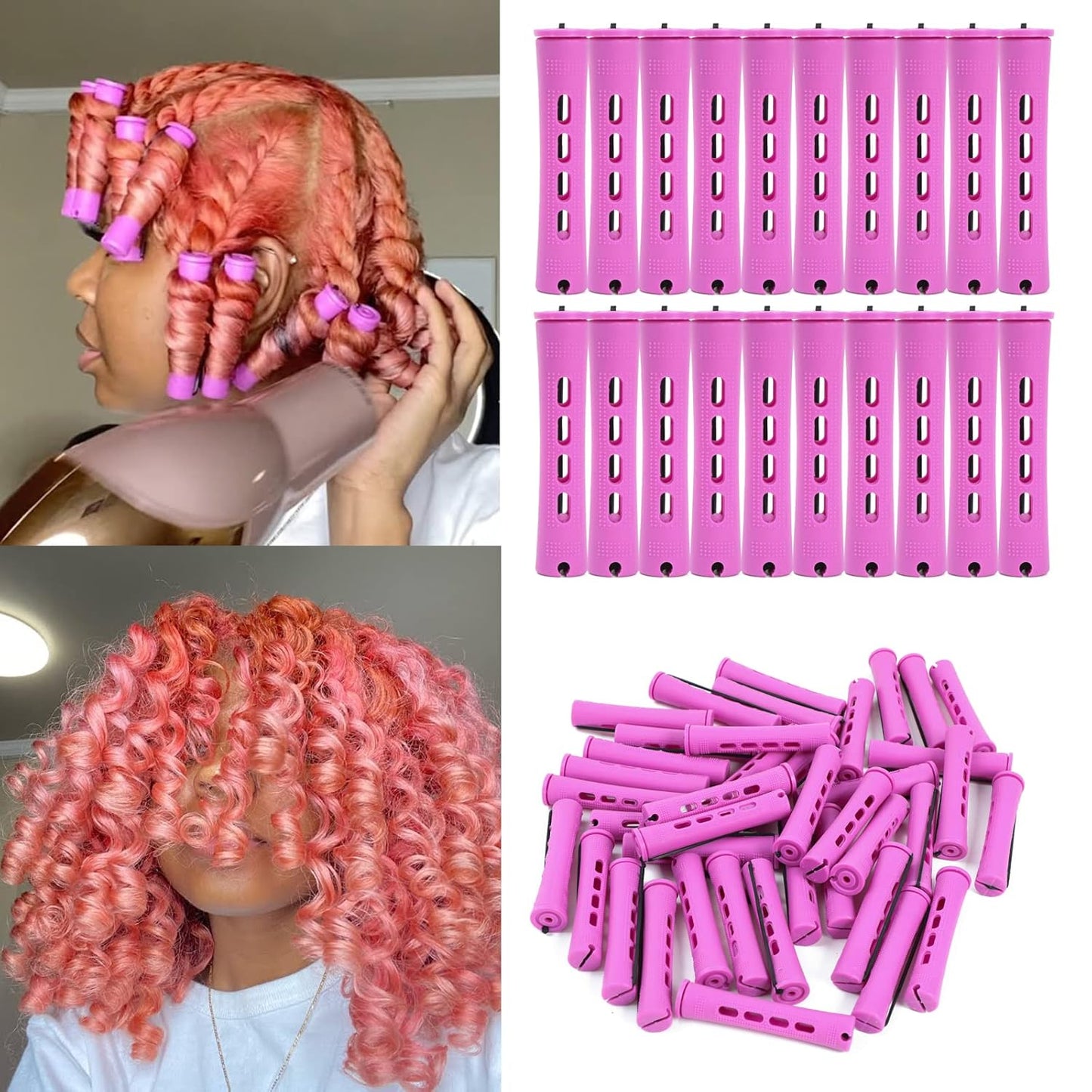 Skiennix 20-Piece Women's Perm Rods Set - Cold Wave Hair Rollers for All Hair Lengths | Purple