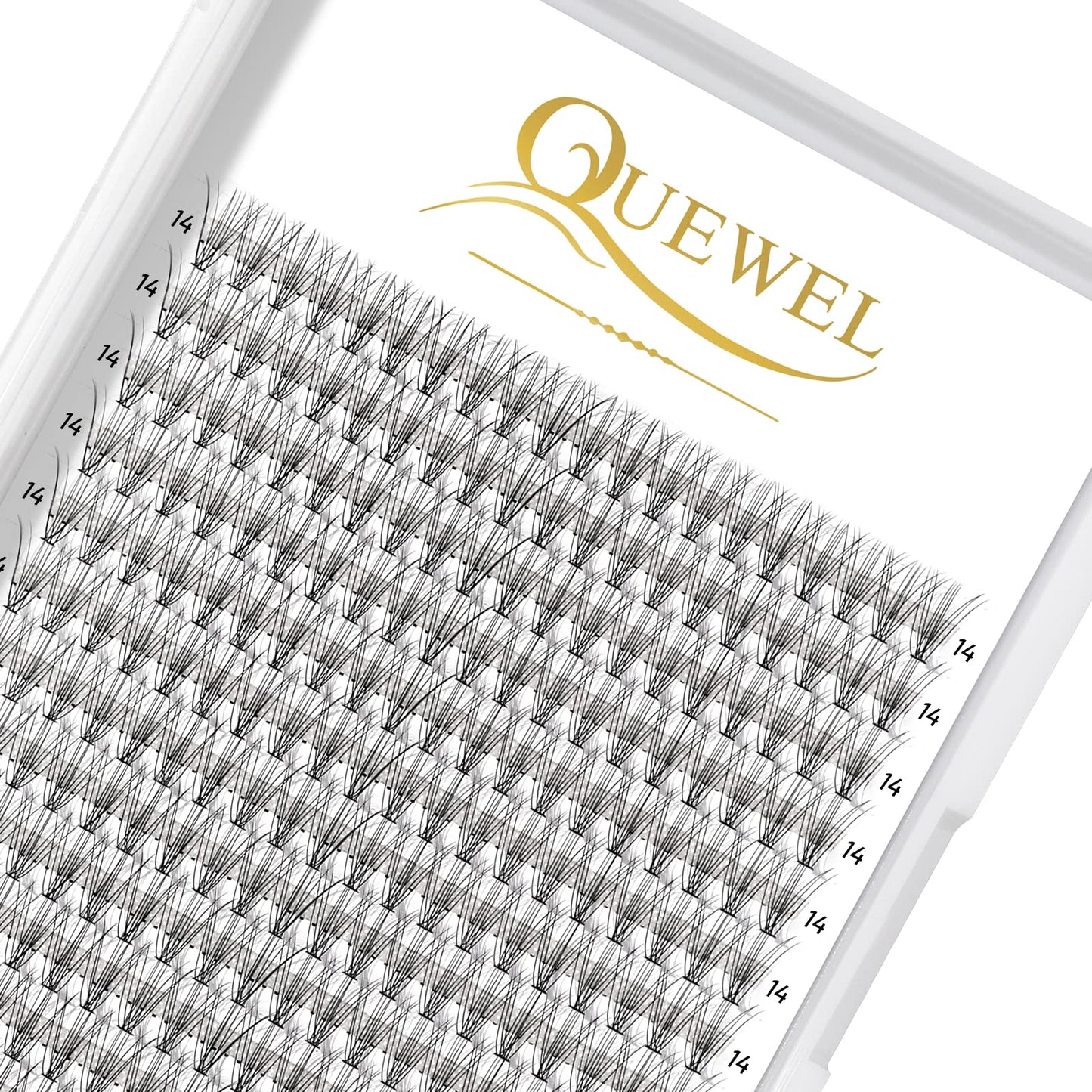 QUEWEL Cluster Lashes 240Pcs Individual Lashes 10D 0.10D Curl 14mm Knot-Free Lash Extensions Clusters Lashes Soft&Natural False Eyelashes Individual DIY Eyelash Extension at Home(10D 0.10D 14)