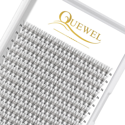 QUEWEL Cluster Lashes 240Pcs Individual Lashes 10D 0.10D Curl 14mm Knot-Free Lash Extensions Clusters Lashes Soft&Natural False Eyelashes Individual DIY Eyelash Extension at Home(10D 0.10D 14)