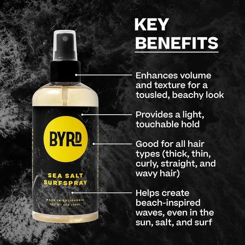 BYRD Sea Salt Surf Spray - Texturizing & Volumizing Coconut Scent for Hydrated, Shiny Hair | 8 Fl Oz