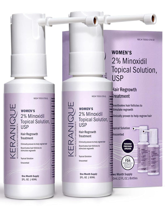 Keranique Hair Regrowth Treatment for Women - 2% Minoxidil Solution for Thinning Hair - 4 Fl Oz with Precision Spray Applicator