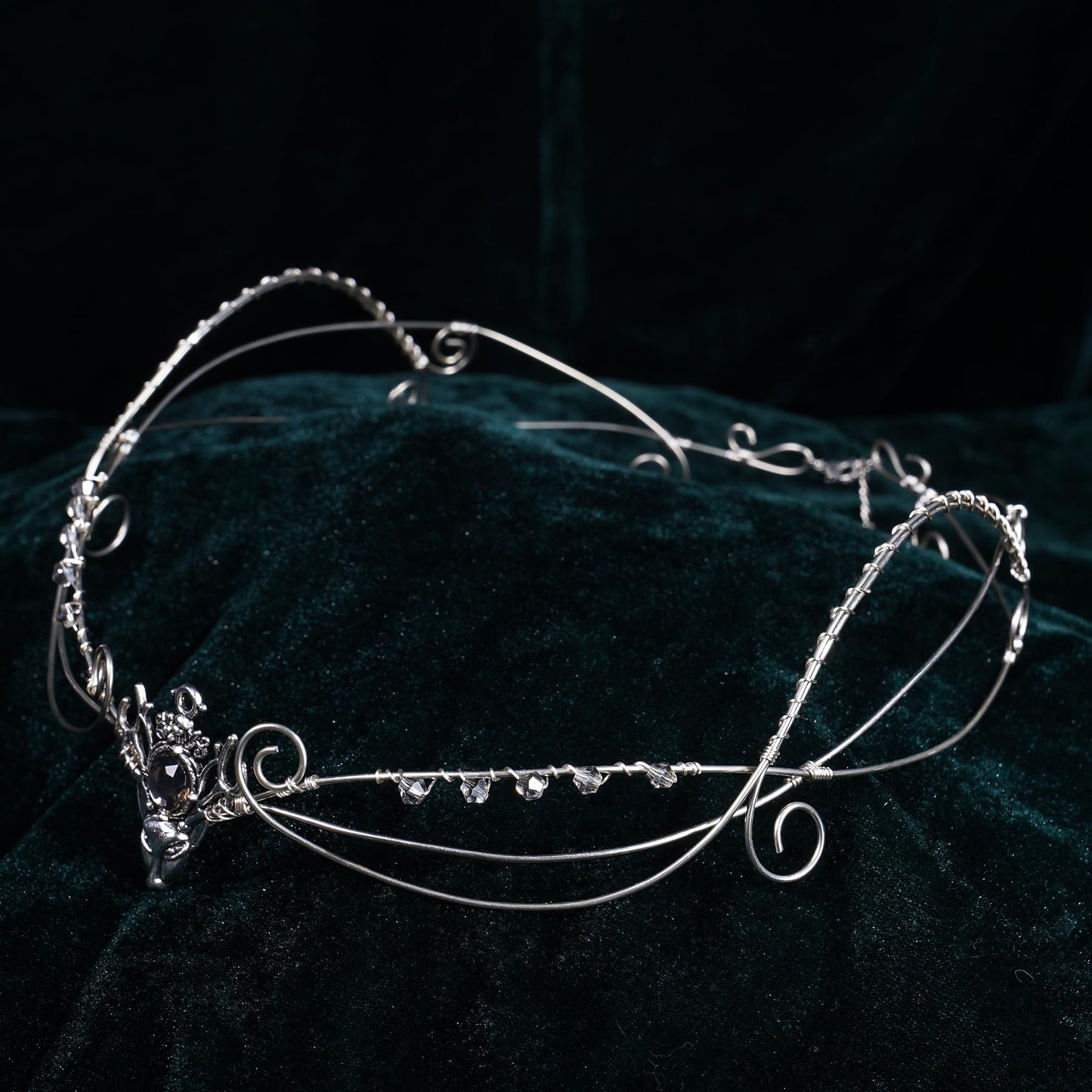 CoTeeZa Silver Fairy Circlet Elf Crown - Viking Celtic Headpiece Renaissance Anlters Elf Tiara Medieval Wedding Bride Headwaer Cosplay