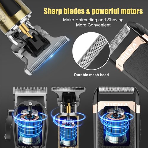 HIENA PRO Hair Clippers for Men - Cordless 3-in-1 Hair Cutting Kit with LED Display & Foil Shaver