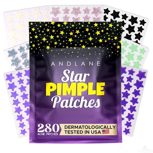 280Pcs Star Pimple Patches for Face - Pimple Patches Cute Stars - Hydrocolloid, Salicylic Acid, Tea Tree Oil, Centella - Glitter, Regular, Glow in the Dark, Translucent 7 Colors, 3 Sizes Zit Stickers