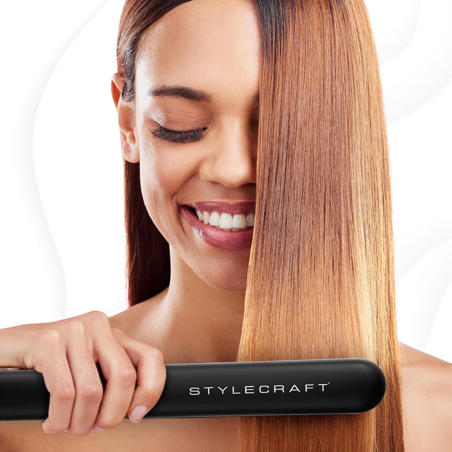 StyleCraft STAY-TEMP Professional 1-Inch Titanium Flat Iron, Titanium Ultra-Thin Hair Straightener for All Hair Types