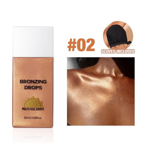 MAEPEOR Bronzing Drops - Sunny Glow Liquid Bronzer for Face & Cheeks | No Transfer, Instant Sun-Kissed Glow (Color 02)