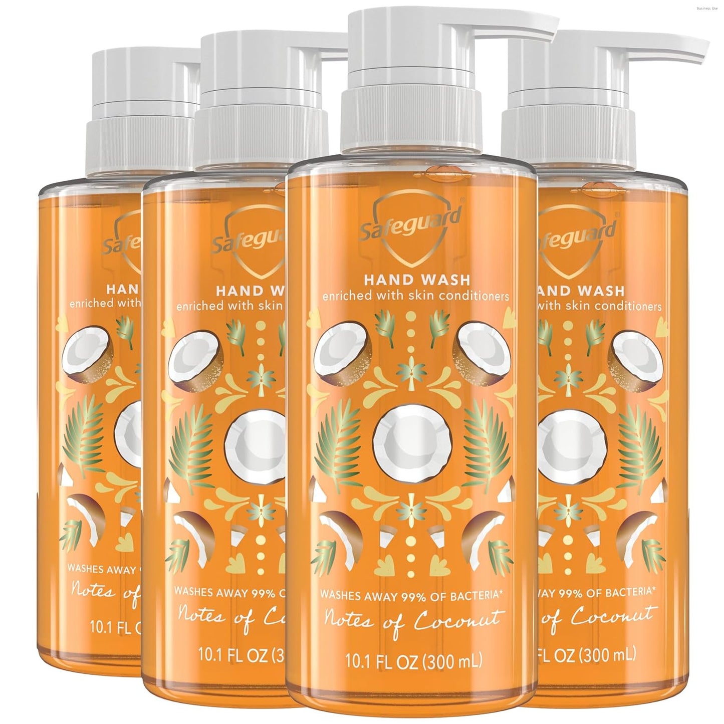 Safeguard Liquid Hand Soap, Micellar Deep Cleansing, Washes Away 99% Bacteria, Made with Natural Moisturizers, Enriched with Skin Conditioners, PH Balanced, Coconut Scent 10.1 oz (Pack of 4)