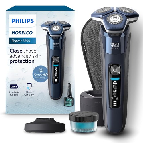 Philips Norelco Shaver 7800 - Rechargeable Wet & Dry Electric Shaver with SenseIQ Technology | Quick Clean Pod & Travel Case