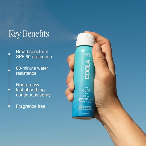 COOLA Organic Sunscreen SPF 50 - Dermatologist Tested Sunblock Spray for Daily Protection | Vegan & Gluten Free