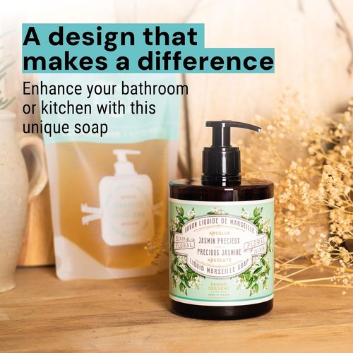 Panier des Sens - Precious Jasmine Hand Soap - Moisturizing Liquid Formula - 16.9 Fl Oz Refillable Bottle