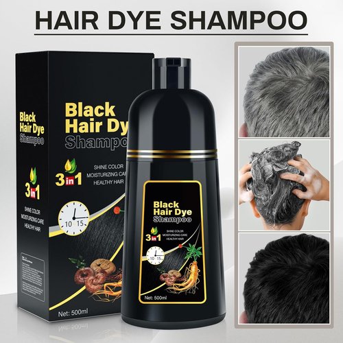 Cosmpro Black Hair Dye Shampoo - 3-in-1 Herbal Formula for Gray Hair Coverage | Natural Black Color