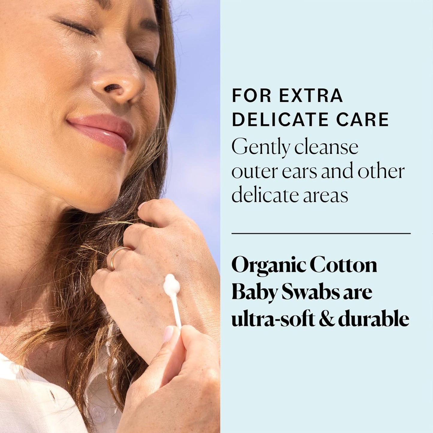Sky Organics - Organic Baby Cotton Swabs - Ultra Soft Tips for Sensitive Skin - 60 Count - Hypoallergenic & Vegan