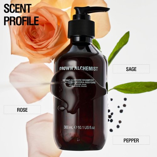 Grown Alchemist Daily Shampoo - Hydra-Restore with Rose, Black Pepper & Sage | 300mL Moisturizing Formula