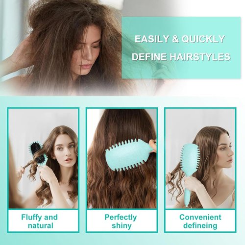 Regine Switzerland Curl Define Brush - Detangling Boar Bristle & Nylon Pins for Curly Hair | Green