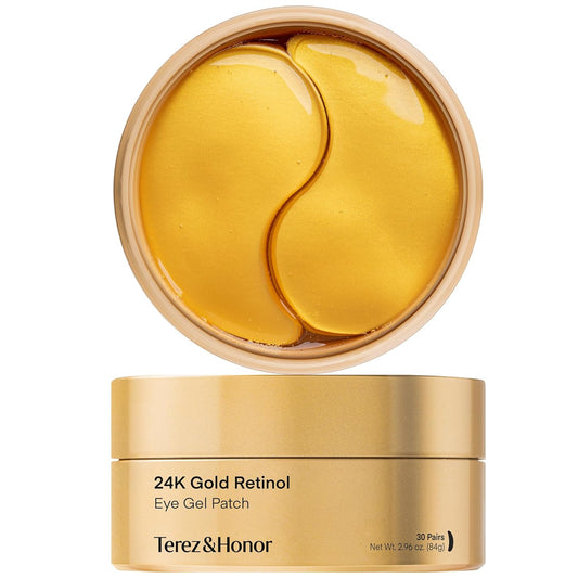 TEREZ & HONOR 24K Gold Retinol Under Eye Patches - 60 Hydrogel Masks for Wrinkles & Dark Circles | Collagen-Infused Self-Care Gift