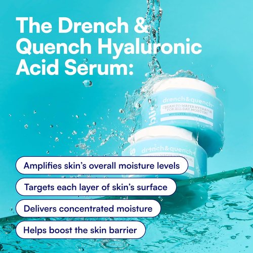 Bliss Drench & Quench Hyaluronic Acid Cream - Lightweight Moisturizer for All-Day Hydration | Clean Vegan & Cruelty-Free 1.7 fl oz